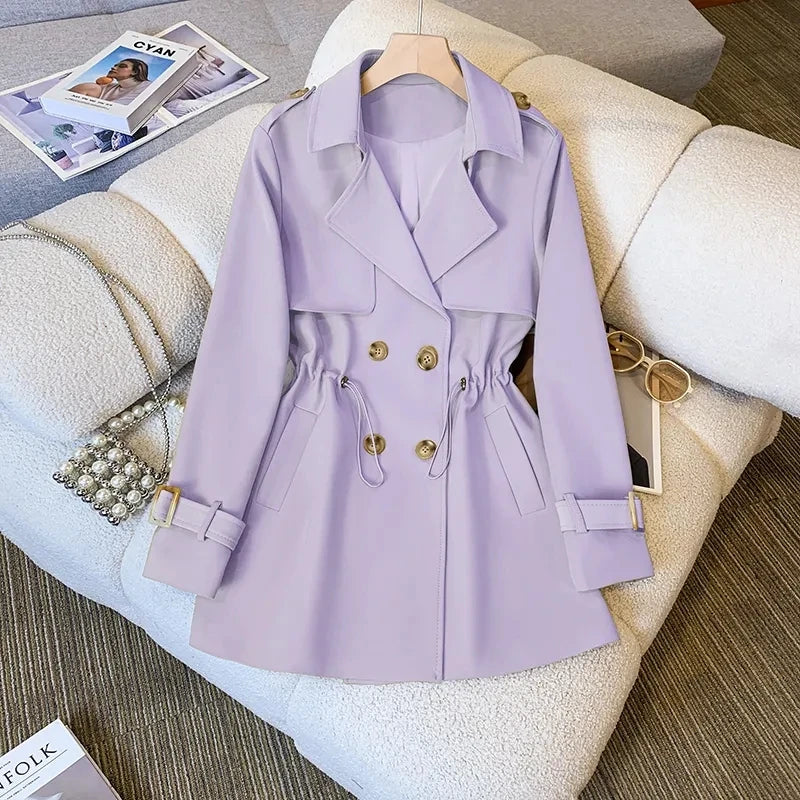 IMIEMIE New Fashion Casual Windbreaker Korean Version of The Long Windbreaker Top Ladies Coats and Jackets Women Trench Coat for Women