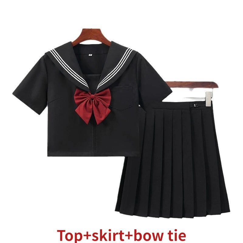 IMIEMIE New Japanese School Uniform Suit Sailor JK Basic Cartoon Girl Navy Sailor Uniform Black sets Navy Costume Women girl costume