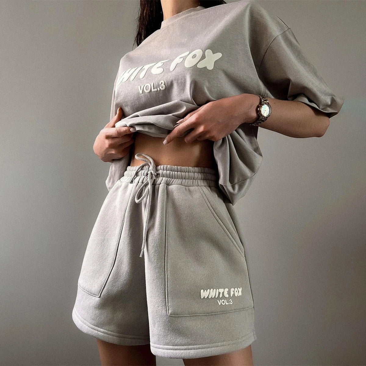 IMIEMIE New Summer Hoodie Women's 2 Piece Set With Fashionable Sporty Logos, Short Sleeved Letter Printed Pullover Shorts Tracksuit Sets