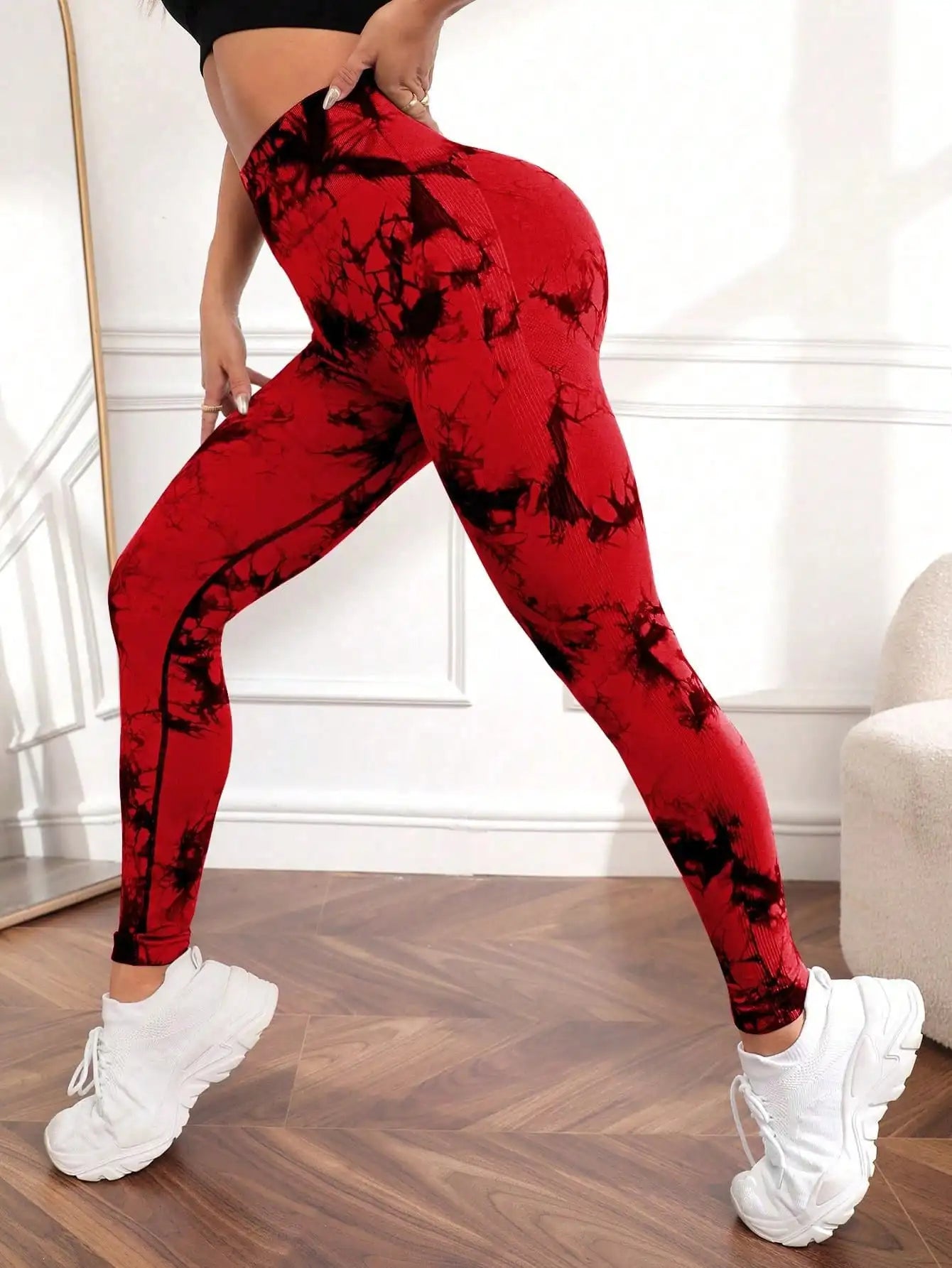 IMIEMIE New Tie Dye Yoga Pants Sport Leggings Women Seamless High Waist Push Up Woman Tights Fitness Workout Leggins Gym Clothing