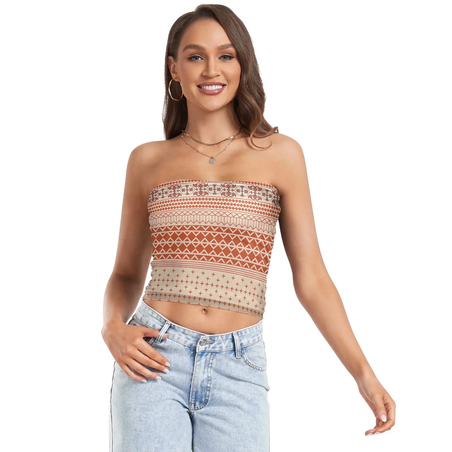 IMIEMIE New Womens Sexy Strapless Off Shoulder Crop Tube Top Ethnic style Stretchy Bandeau Seamless Casual Basic Breast Wrap