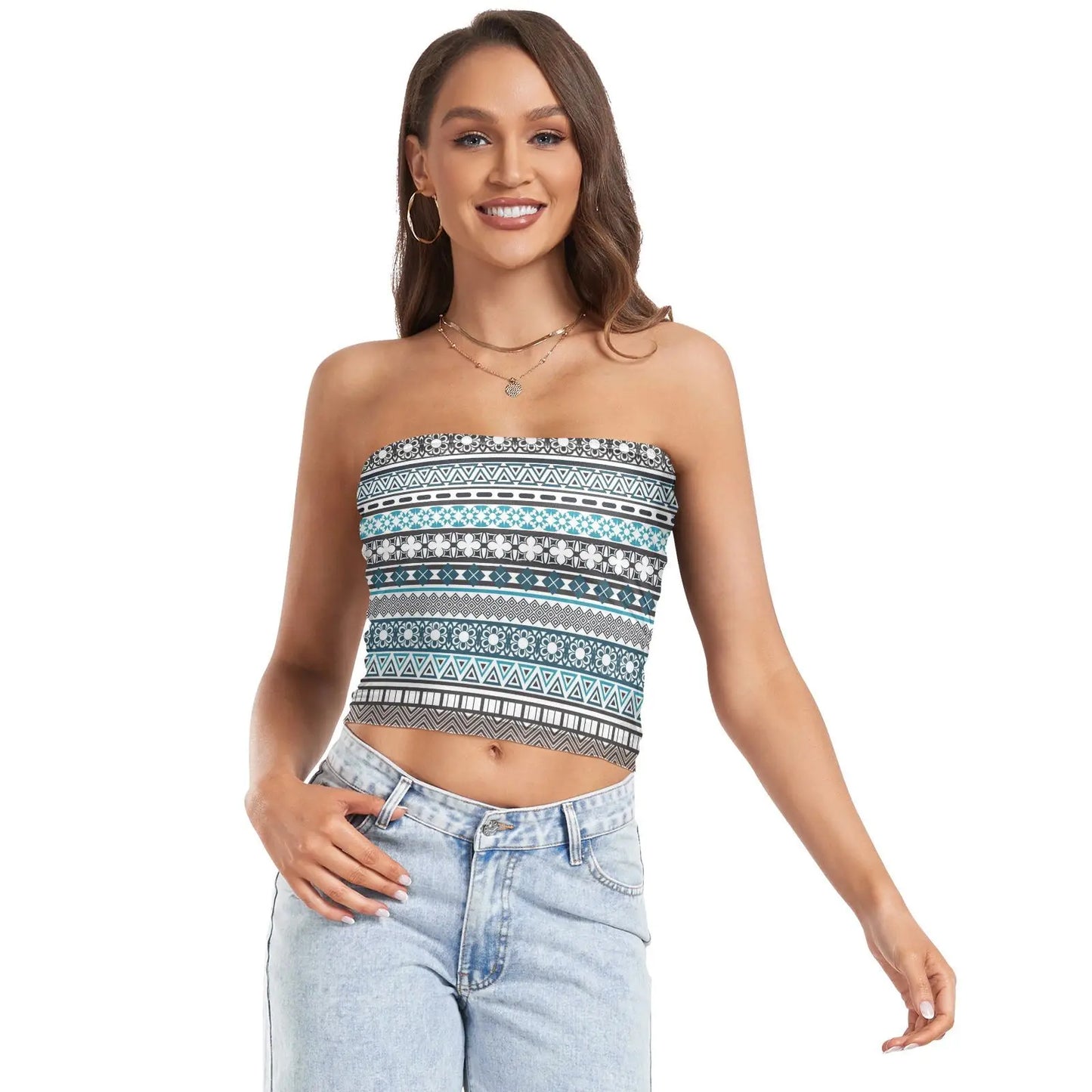 IMIEMIE New Womens Sexy Strapless Off Shoulder Crop Tube Top Ethnic style Stretchy Bandeau Seamless Casual Basic Breast Wrap