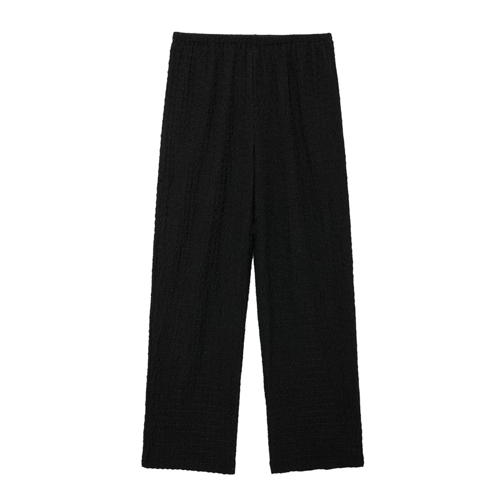 IMIEMIE PB&ZA 2024 Women's New Sweet Cool Spicy Girl Style Pleated Texture Texture Hanging Neck Top Mid Waist Long Pants