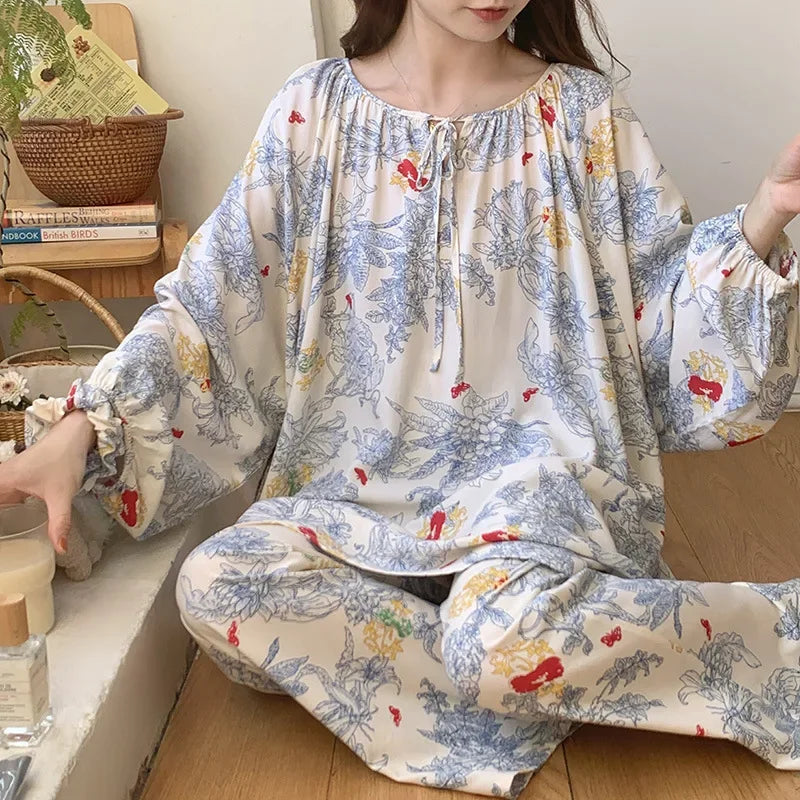 IMIEMIE Pajamas Women's Clothing Suits Spring Thin Home Soft Cozy Simple Relaxed Casual Skinny Temperament Warm Freshness Fashionable