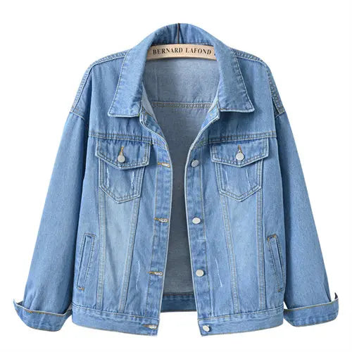 HAIPURUNPure Color Women's Denim Jacket Single-breasted Lapel Coat Fashion Casual Tops Green Black Red Blue Outerwear Female Overcoat