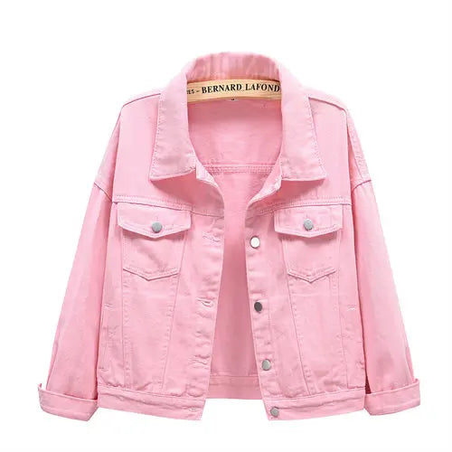 HAIPURUNPure Color Women's Denim Jacket Single-breasted Lapel Coat Fashion Casual Tops Green Black Red Blue Outerwear Female Overcoat