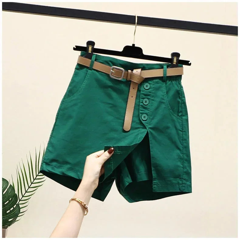 IMIEMIE Pure cotton casual shorts for women in 2024 summer wear Korean version versatile A-line pants summer pants women's shorts