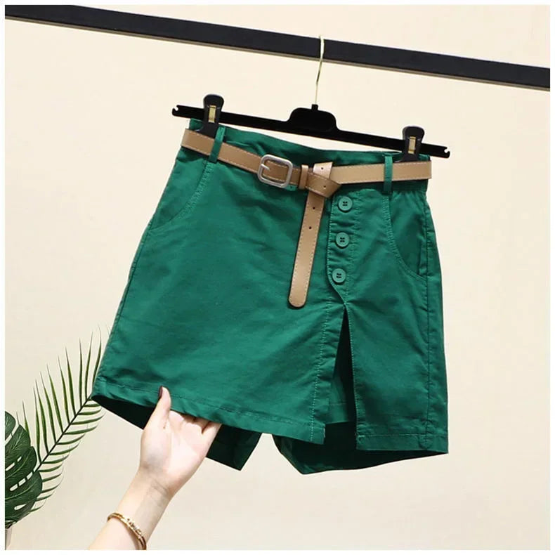 IMIEMIE Pure cotton casual shorts for women in 2024 summer wear Korean version versatile A-line pants summer pants women's shorts