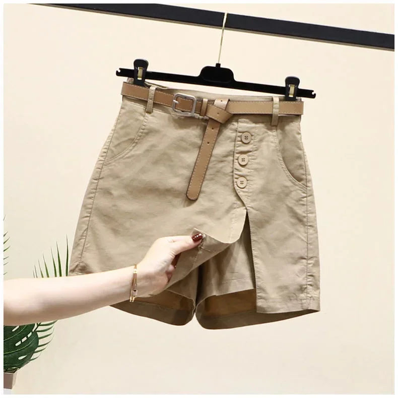 IMIEMIE Pure cotton casual shorts for women in 2024 summer wear Korean version versatile A-line pants summer pants women's shorts