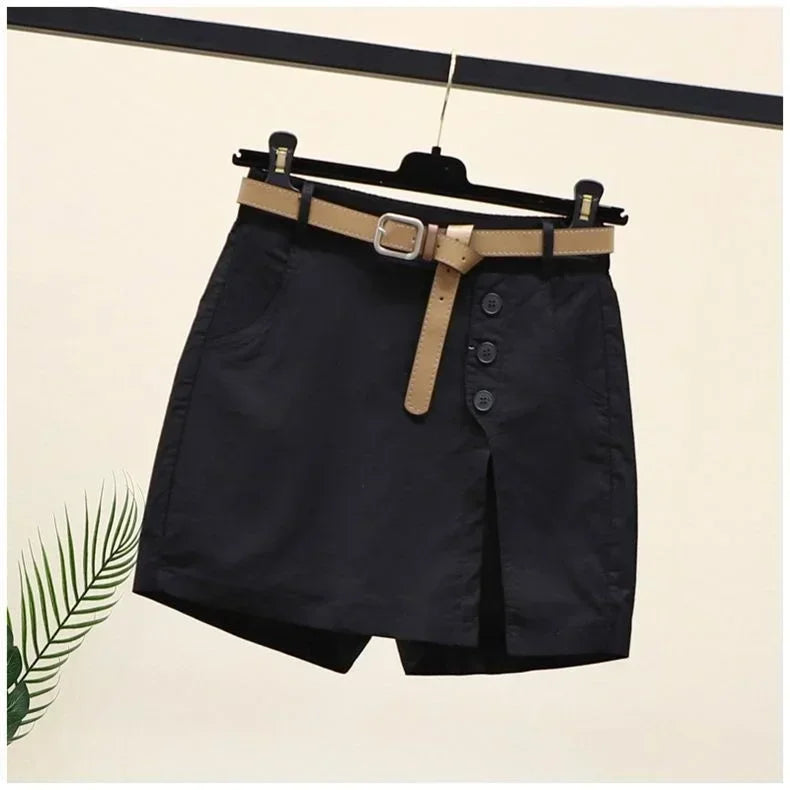 IMIEMIE Pure cotton casual shorts for women in 2024 summer wear Korean version versatile A-line pants summer pants women's shorts