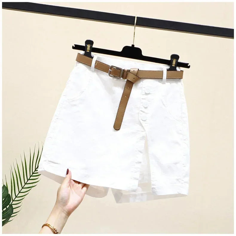 IMIEMIE Pure cotton casual shorts for women in 2024 summer wear Korean version versatile A-line pants summer pants women's shorts