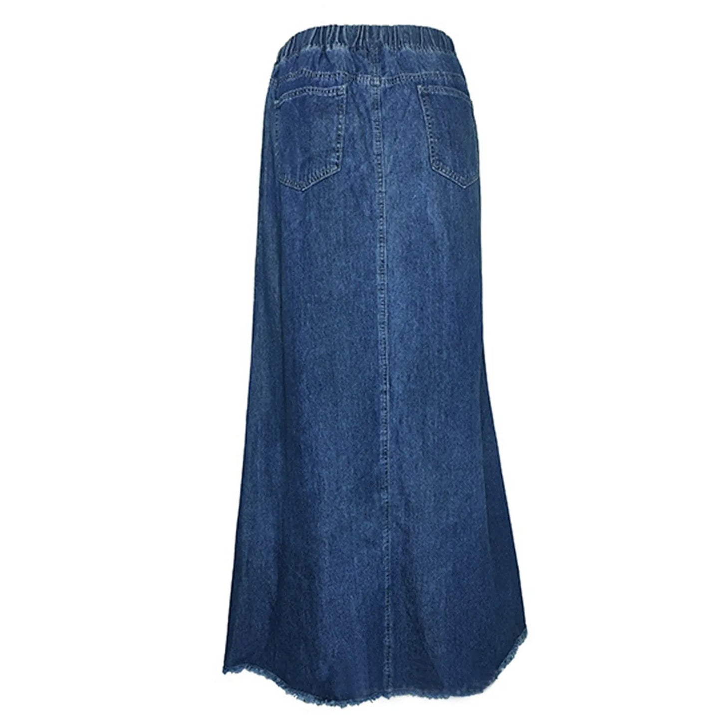 IMIEMIE Retro High Waisted Denim Skirt Women's Casual A-Line Maxi Skirt Retro Raw Edge Y2k Female Clothing Korean Style Jean Skirts 청치마