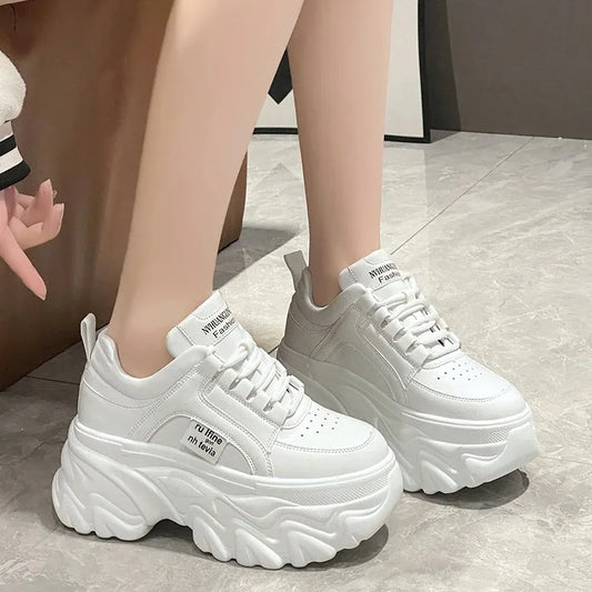 IMIEMIE Rimocy White Black Chunky Sneakers Women Spring Autumn Thick Bottom Dad Shoes Woman Fashion PU Leather Platform Sneakers Ladies