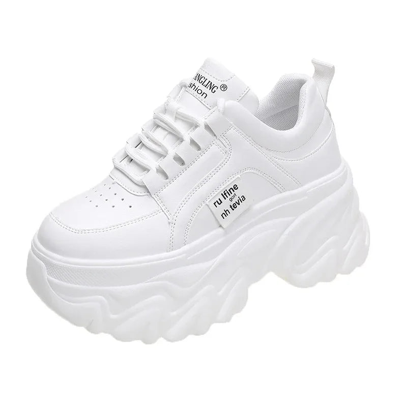 IMIEMIE Rimocy White Black Chunky Sneakers Women Spring Autumn Thick Bottom Dad Shoes Woman Fashion PU Leather Platform Sneakers Ladies