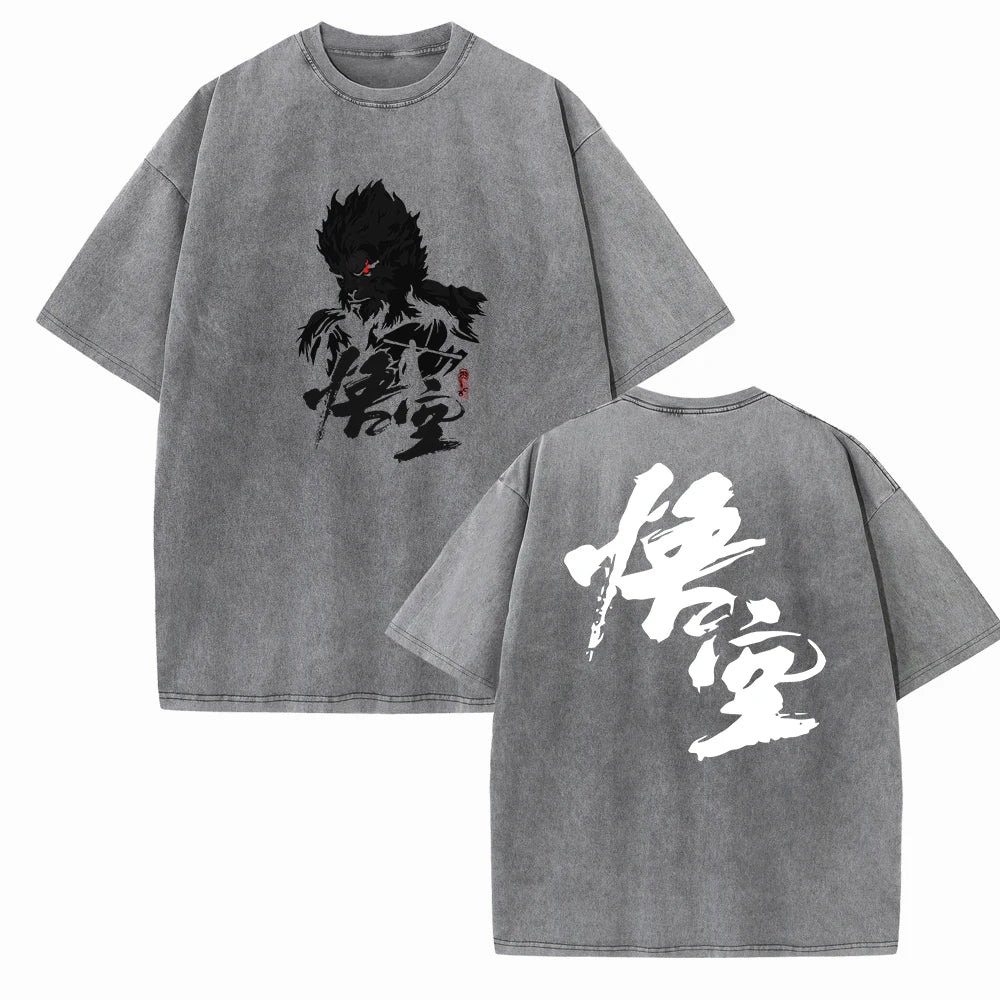 IMIEMIE Black Myth Wukong Sun Wukong Vintage Harajuku Summer Unisex O-Neck Short Sleeve Cotton T-Shirts