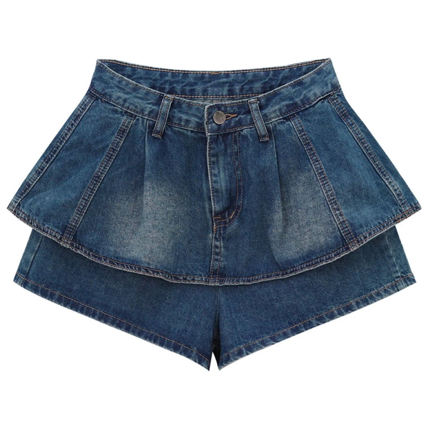 IMIEMIE Sexy Ruffles Women Denim Skirts Y2k Fashion Korean High Waist Mini Skirts Summer Blue Retro Causal Female Jeans Skirts