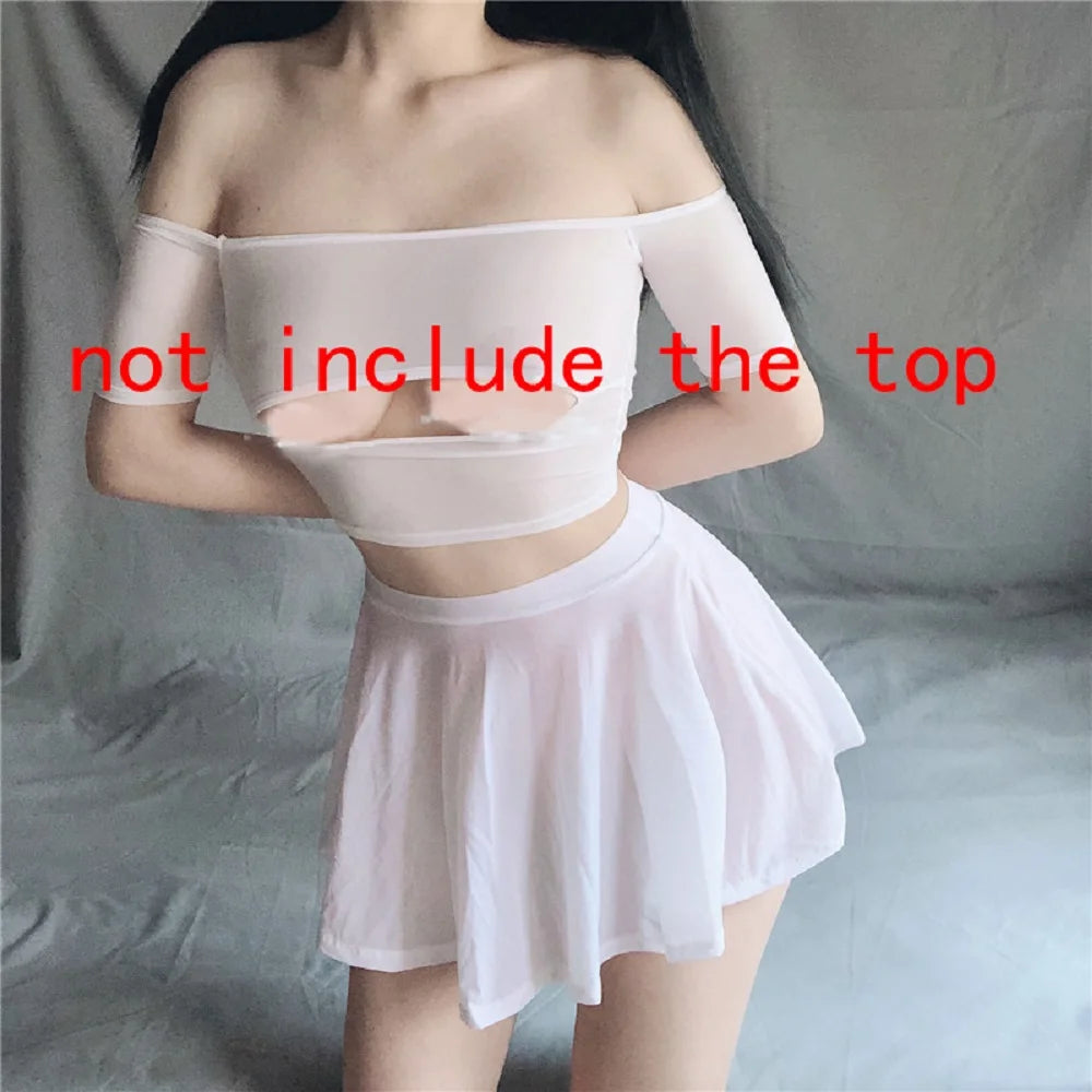 IMIEMIE Sexy Skirt Solid Color Ice Silk Lotus Leaf Pendulum Transparent Nightclub Party Mini Skirts Womens Jupe Femme Faldas Korean