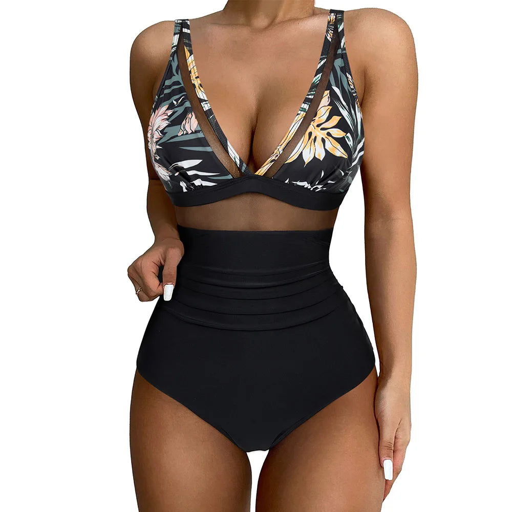 IMIEMIE Solid  One-piece Swimsuit Women Deep V-neck Removable Bra Plain Monokinis 2024 New Summer Beach Swimwear  Swimsuit Female