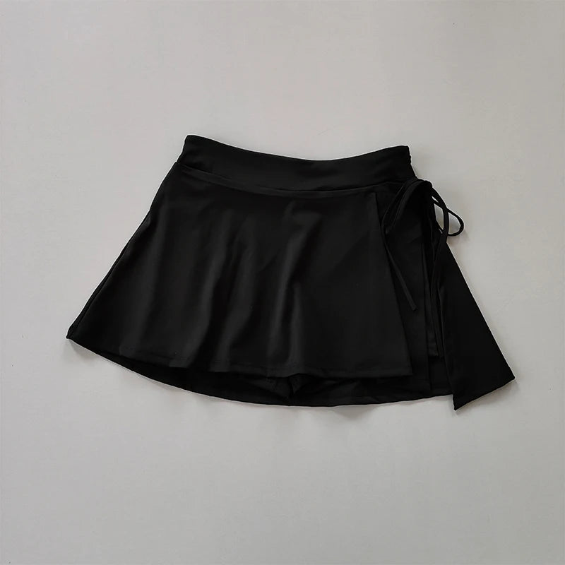 IMIEMIE Sports Yoga Skirt Badminton Tennis Skirt Pants Half-body Quick Drying Pocket Skirt Side Split Strap Skirt Pants For Outwear