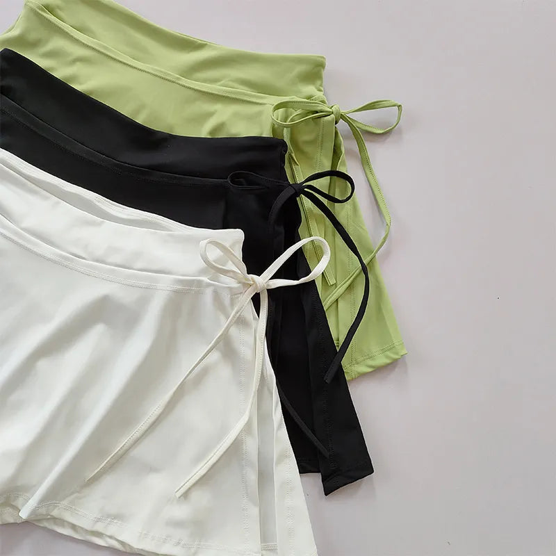 IMIEMIE Sports Yoga Skirt Badminton Tennis Skirt Pants Half-body Quick Drying Pocket Skirt Side Split Strap Skirt Pants For Outwear