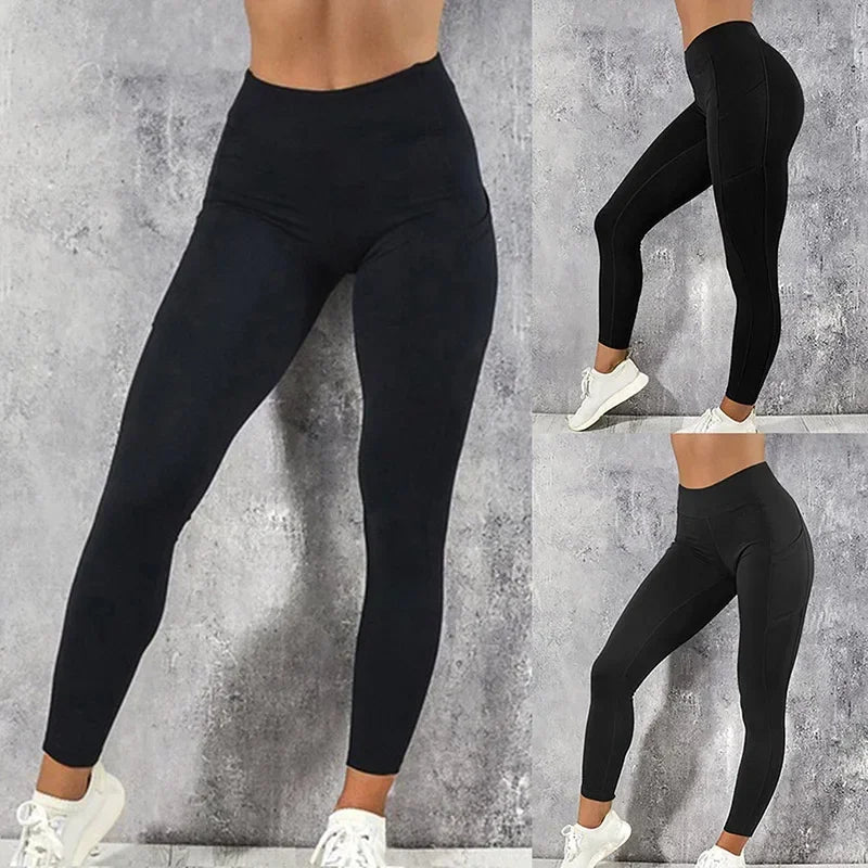 IMIEMIE Sportswear Woman Gym Leggings Pocketed Yoga Pants Fitness Running Pants Stretchy Sportswear Plus Size Sports Gym Pant for Women