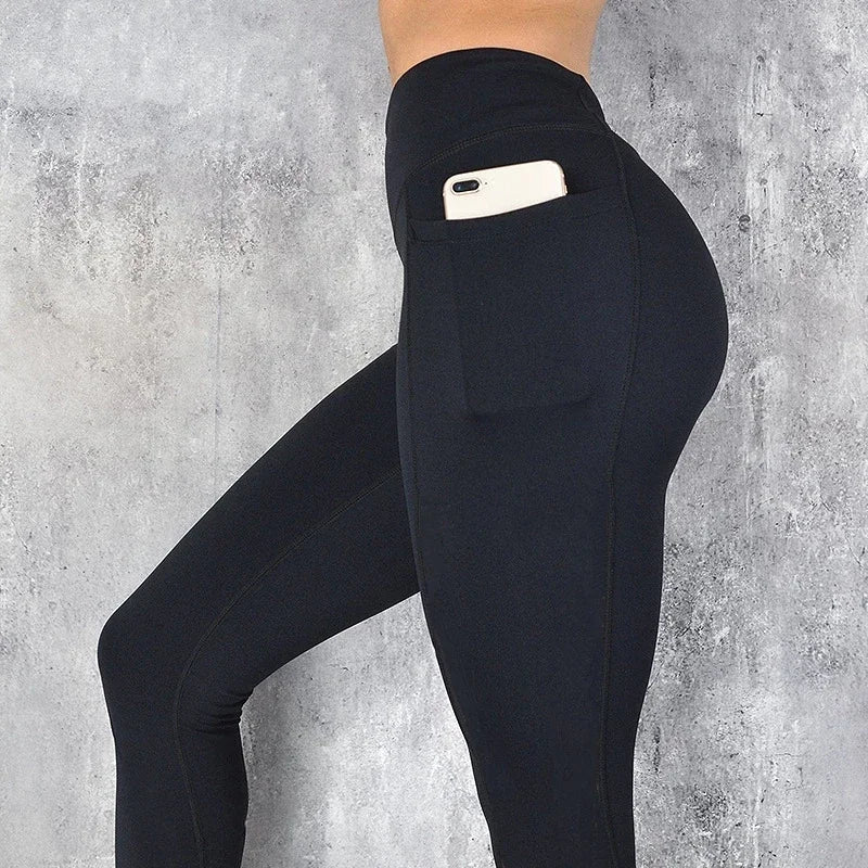 IMIEMIE Sportswear Woman Gym Leggings Pocketed Yoga Pants Fitness Running Pants Stretchy Sportswear Plus Size Sports Gym Pant for Women