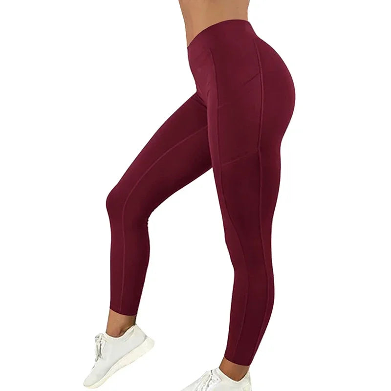 IMIEMIE Sportswear Woman Gym Leggings Pocketed Yoga Pants Fitness Running Pants Stretchy Sportswear Plus Size Sports Gym Pant for Women