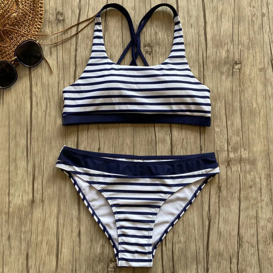 IMIEMIE Striped Swimsuit Bikinis Push Up Swimwear Women 2024 Beach Wear Swim Suit Brazilian Bikini Set Bathing Suit Girls Swimming Suits