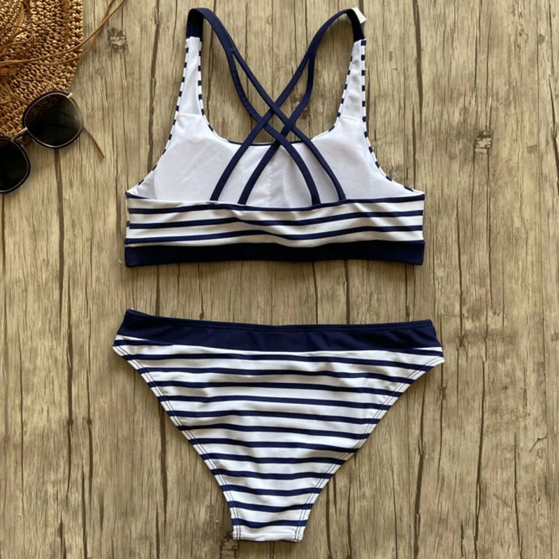 IMIEMIE Striped Swimsuit Bikinis Push Up Swimwear Women 2024 Beach Wear Swim Suit Brazilian Bikini Set Bathing Suit Girls Swimming Suits