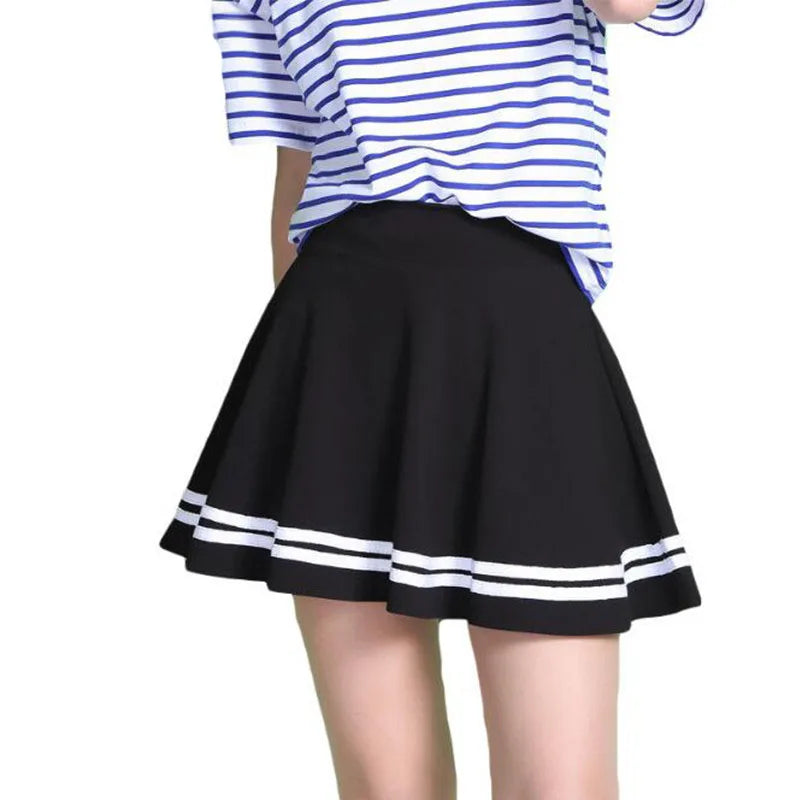 IMIEMIE Summer 2024 Women Skirt Elastic Faldas Ladies Midi Skirts Pleated Black Sexy Stripe Girl Mini Short School Skirts saia feminina