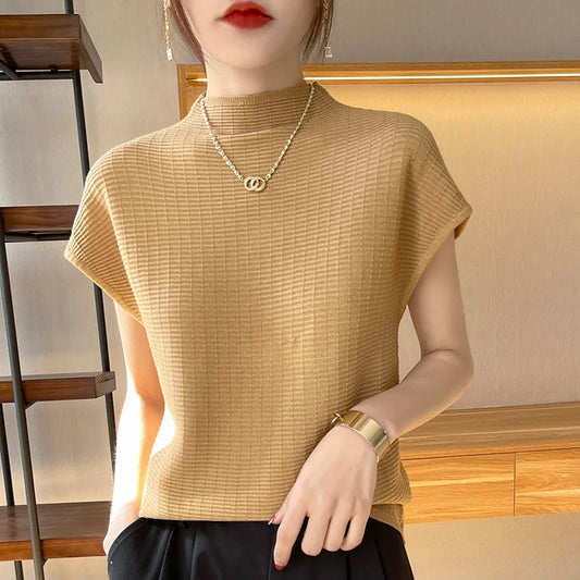 IMIEMIE Summer Female T-shirts Short Sleeve Women O-neck Solid Color Fashion Women's Clothing Tee Mock Neck Casual Soft T Shirt Oversize