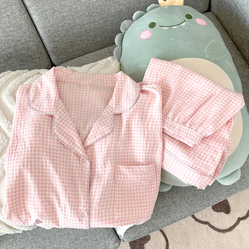 IMIEMIE Summer Ladies New Pajamas Homewear Two Sets of Girls Cloud Cotton Short-Sleeved Shorts Pajamas Homewear Sweet Wind Homewear