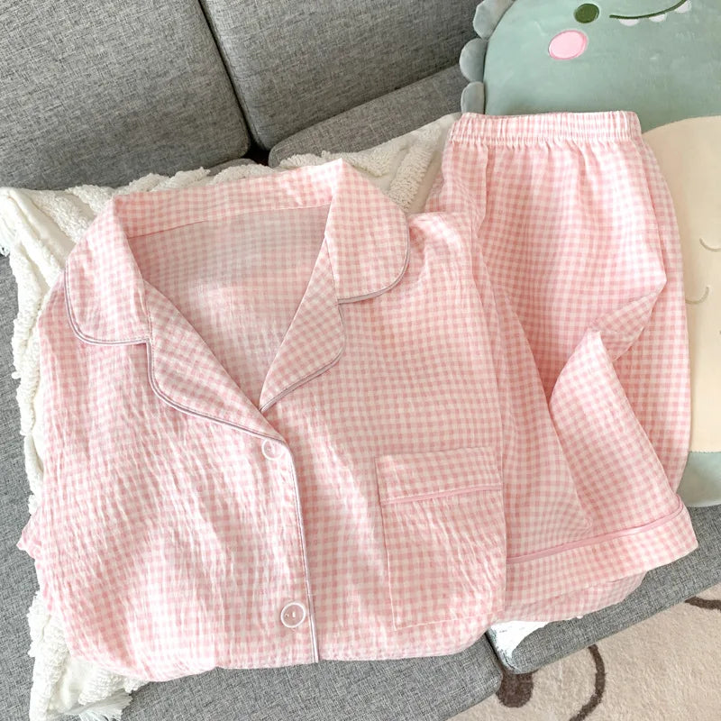 IMIEMIE Summer Ladies New Pajamas Homewear Two Sets of Girls Cloud Cotton Short-Sleeved Shorts Pajamas Homewear Sweet Wind Homewear