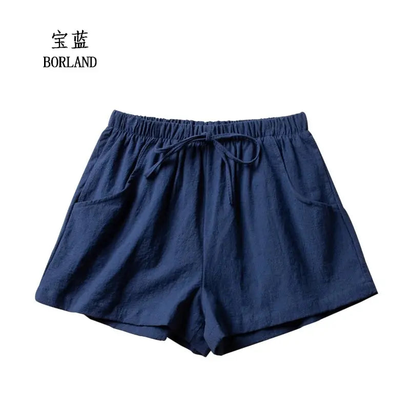 IMIEMIE Summer Linen Pants Loose Women's High Waisted Shorts Sports Fashion Cotton Linen Shorts Solid S-XL Casual Short Pants