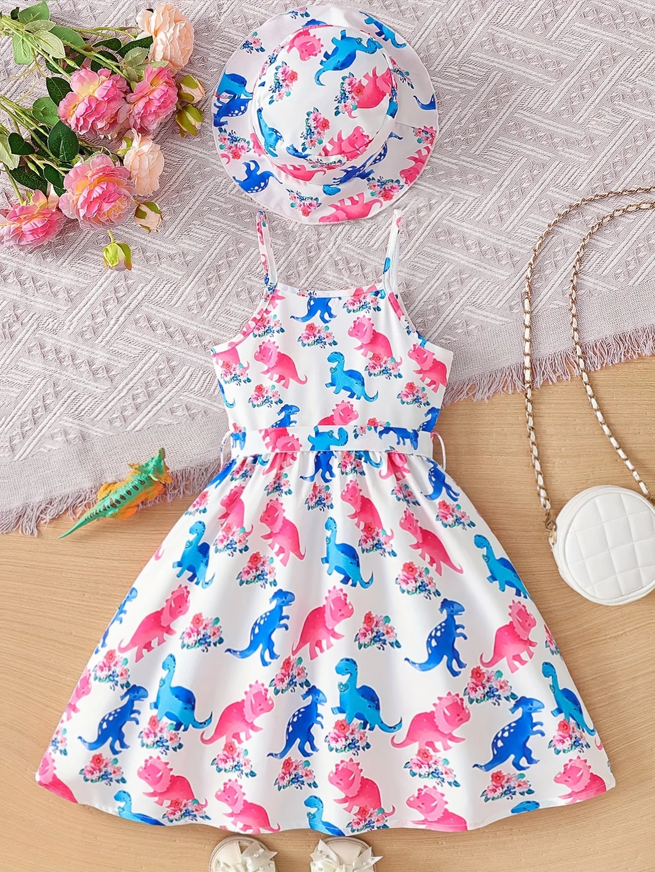 IMIEMIE Summer New Fashion Girl‘s Skirt with Hat Suit & European and American Style Holiday style & Casual Elegance set