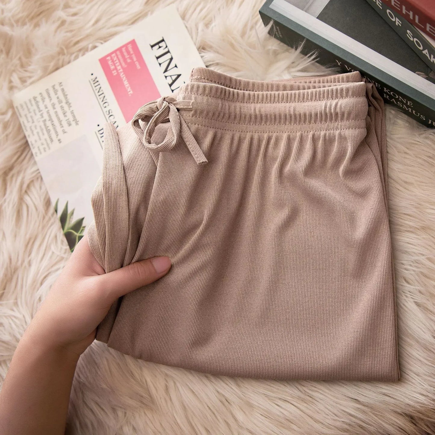 IMIEMIE Summer New Ice Silk Women's Pants Wide Leg Korean Fashion Elegant Thin High Waist Elastic Casual Woman Sagging Straight Pants