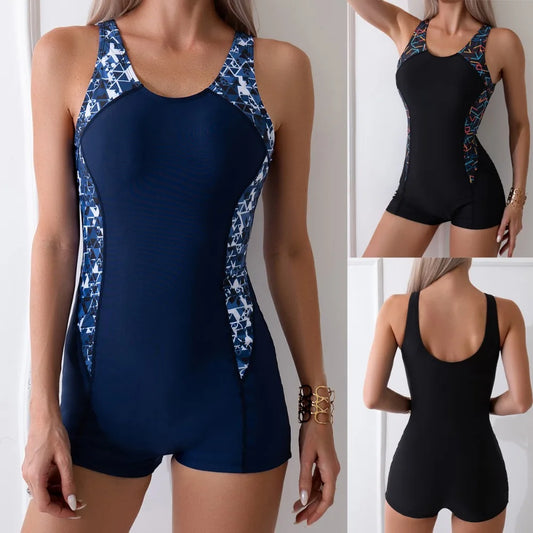 IMIEMIE Summer One-Piece Sports Swimsuits Patchwork Sports Bathing Suit Sexy Women Swimwear Fashion Beachwear for Women