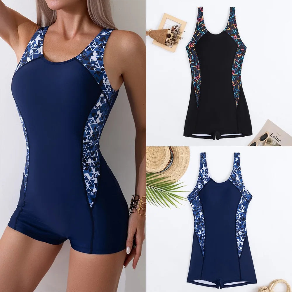 IMIEMIE Summer One-Piece Sports Swimsuits Patchwork Sports Bathing Suit Sexy Women Swimwear Fashion Beachwear for Women