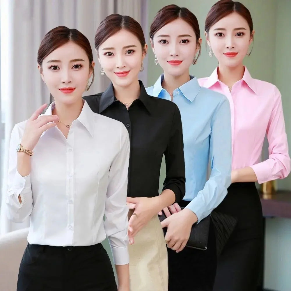 IMIEMIE Summer Short Sleeve White Black Women Shirt Women's Blouse Slim Fitting Professional Work Clothes Formal Office Lady Ol Blouse