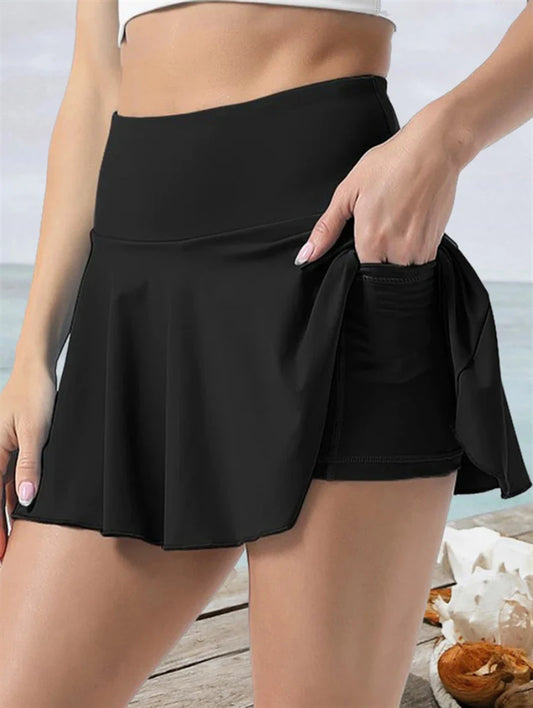 IMIEMIE Summer Women Pleated Skirt Tennis Golf High Waisted Sport Fitness Shorts Quick Dry Athletic Running Short Gym Skort Pocket