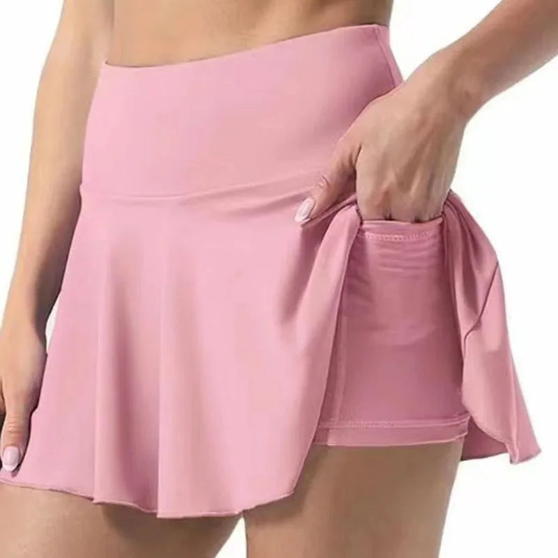 IMIEMIE Summer Women Pleated Skirt Tennis Golf High Waisted Sport Fitness Shorts Quick Dry Athletic Running Short Gym Skort Pocket