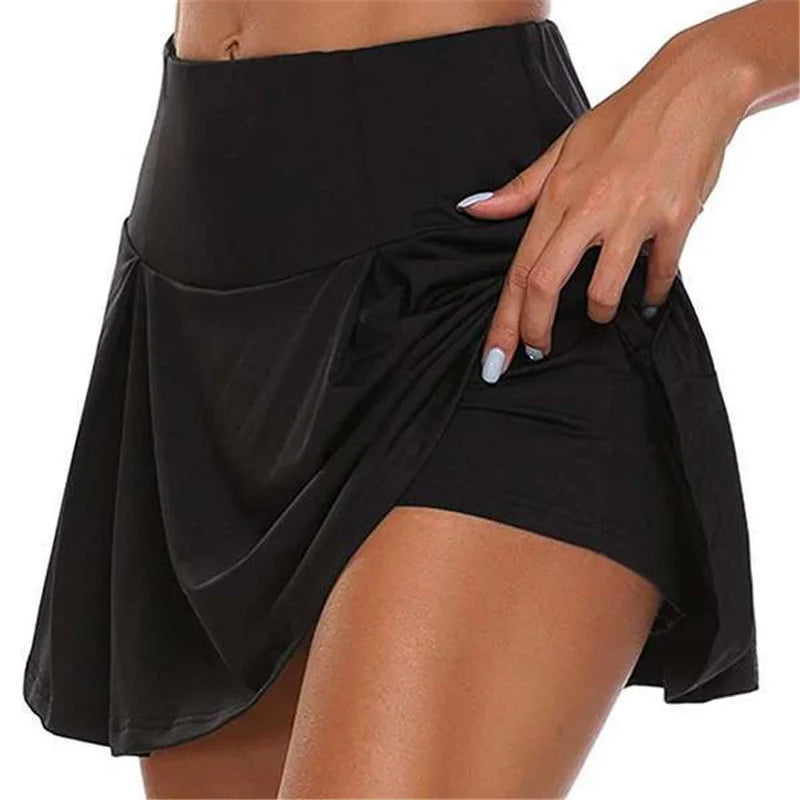 IMIEMIE Summer Women Sprints Tennis Dance Fitness Short Skirts Quick Drying Solid Female Lining High Waist Mini Skirts Shorts DF4987