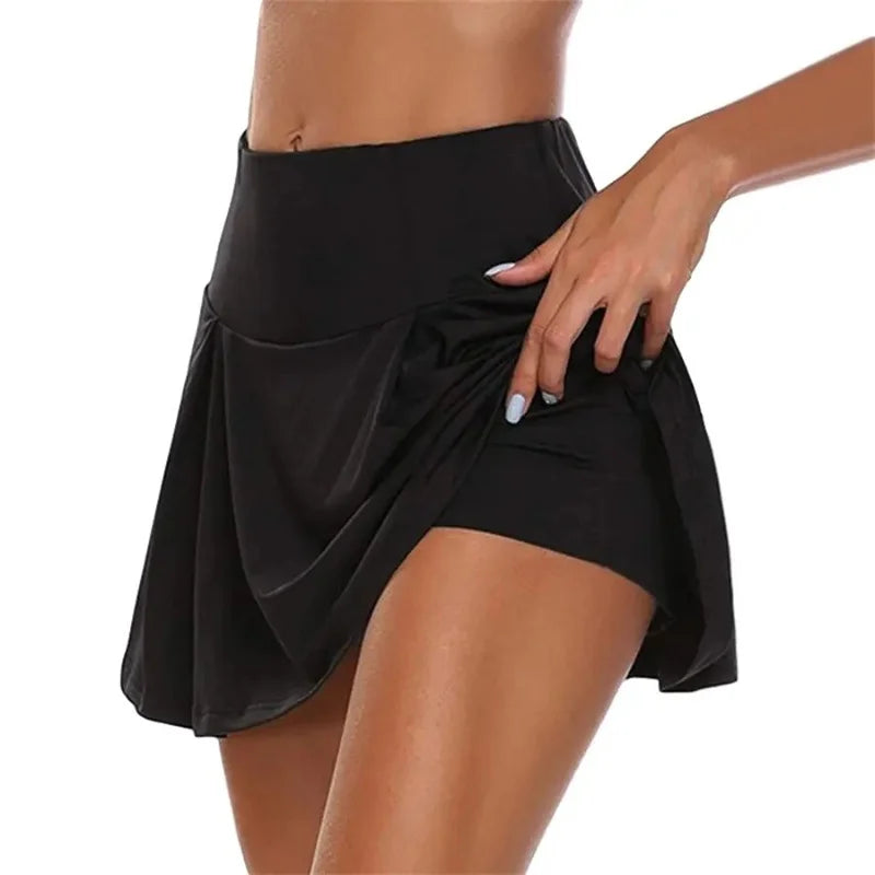 IMIEMIE Summer Women Sprints Tennis Dance Fitness Short Skirts Quick Drying Solid Female Lining High Waist Mini Skirts Shorts DF4987