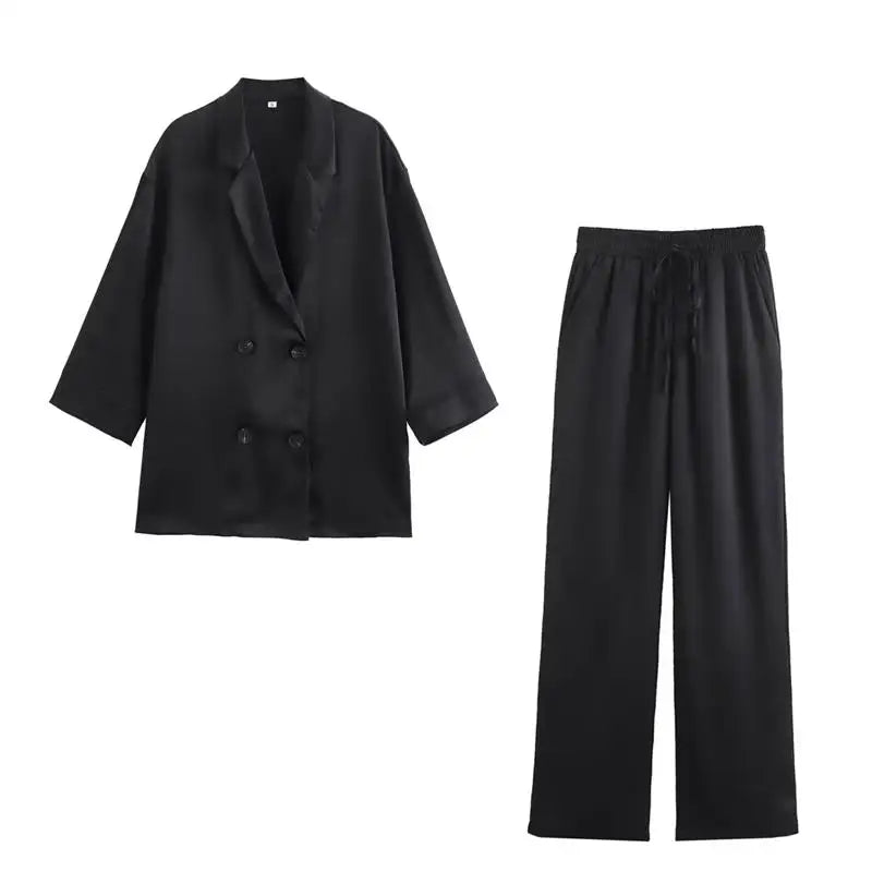 IMIEMIE TRAF 2024 New Sets Summer Women's 2-piece Pants Sets Elegant Commuter Loose Women Set Street Chic Youth Holiday Suits