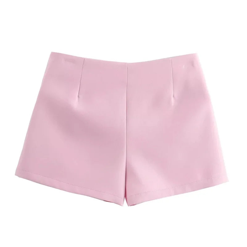 IMIEMIE TRAF 2024 Pink White Mini Skirt Woman Fashion Bow Skort For Women Summer Slit Short Skirt Woman Split High Waist Skirt Shorts