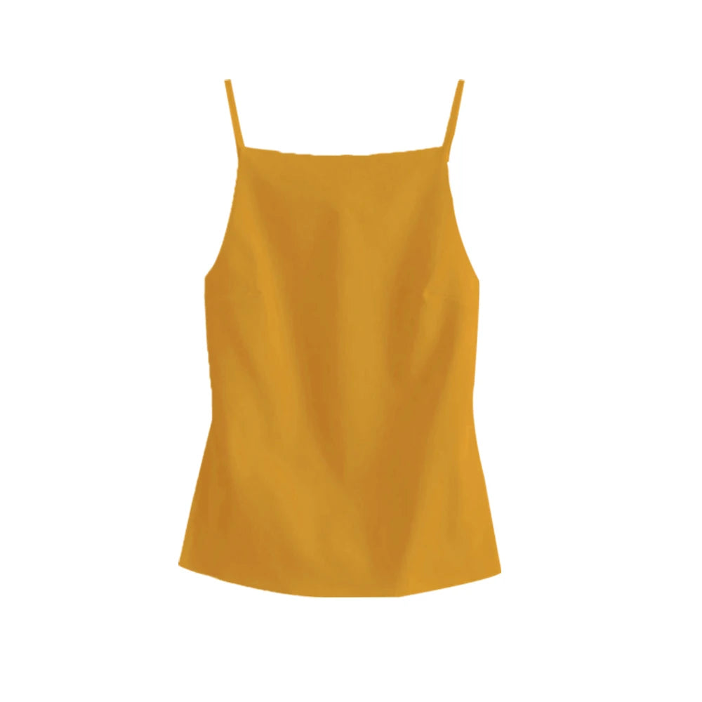 IMIEMIE TRAF-Backless Tank Tops for Women, Thin Straps, Straight Neck, Sleeveless, Female Camis, Sexy Fashion