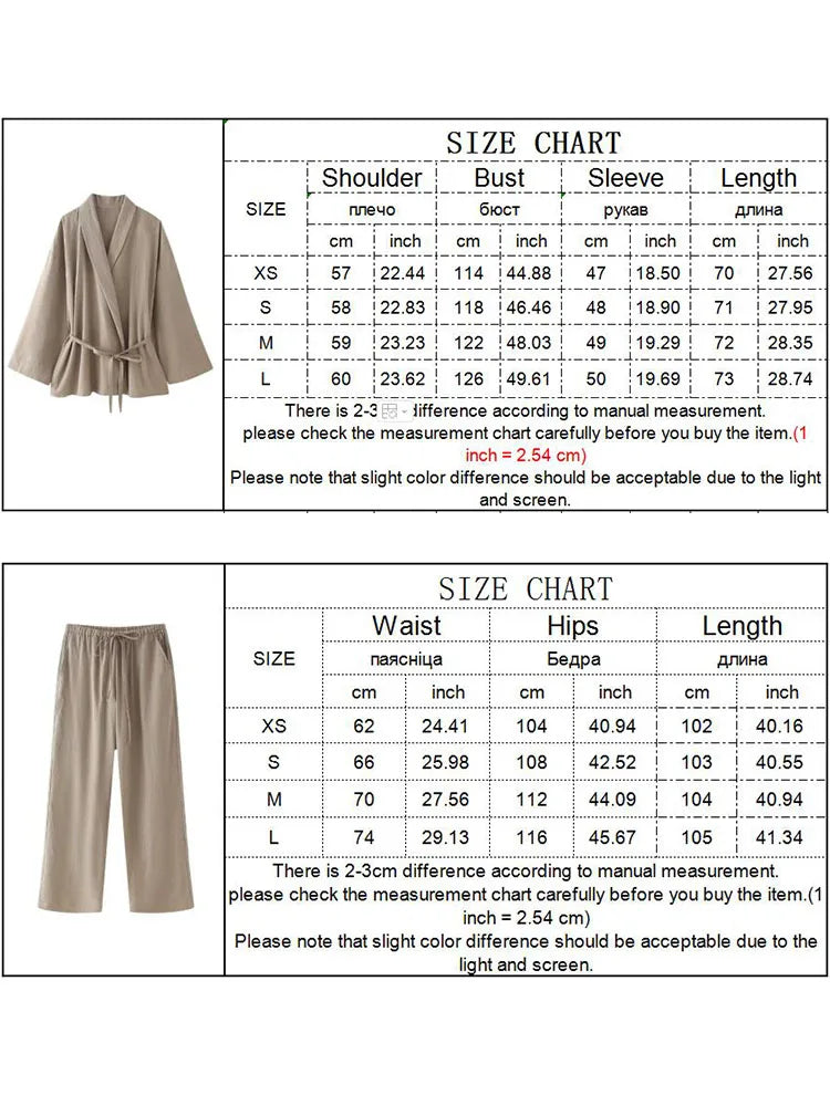 IMIEMIE TRAF Simple Lace Up Pajama Style Pants Sets For Women 2 Pieces New Fashion Shirts Top Women's Suit Two Piece Set Women Outfit