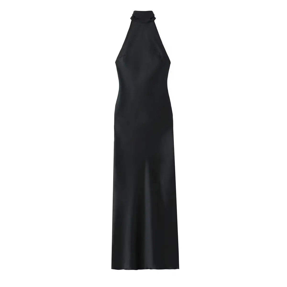 IMIEMIE TRAFZA 2024 Women Fashion Backless Sexy Black Halter Tie Satin Long Dress Dresses Woman Bodycon Dresses New Ladies Luxury Party