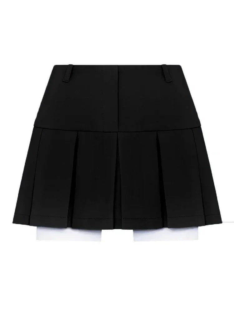 IMIEMIE Taruxy Casual Two Piece Sets Women's Outfits 2024 New Black Matching Sets With Skirt And Blazer Cropped Top Skirt Sets For Women