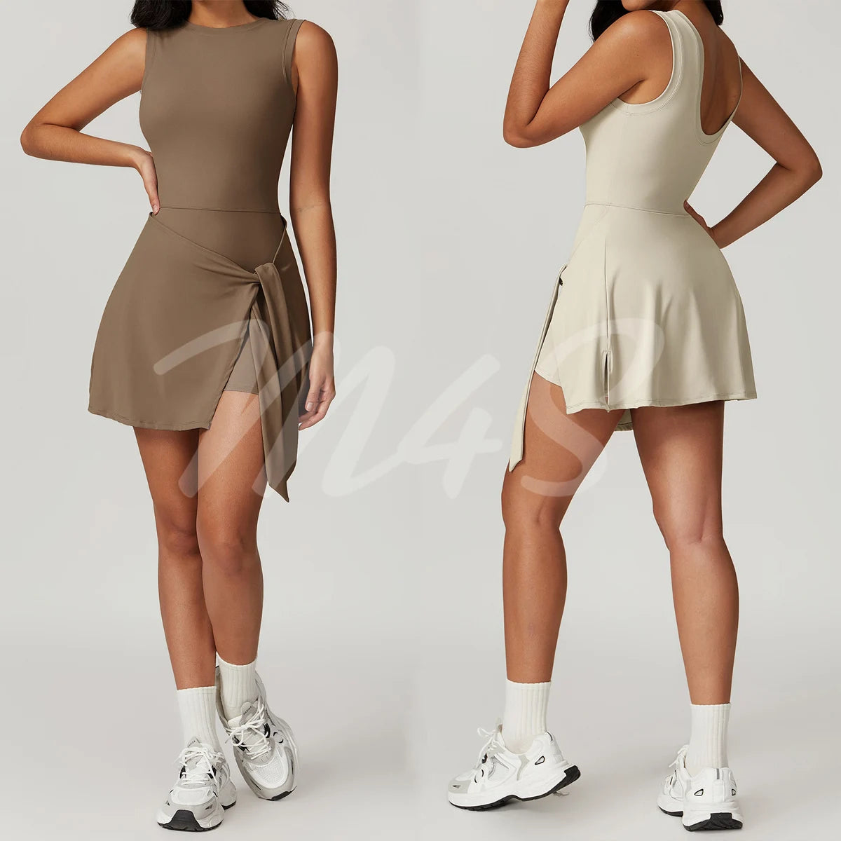 IMIEMIE Tennis Dress with Shorts Women Badminton Clothing 2024 Golf Wear Workout  Gym Outfit Sport Dress with Shorts Casual Jumper Skirt